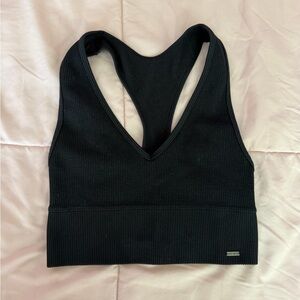 Gilly Hicks Black Ribbed Racerback Sports Bra